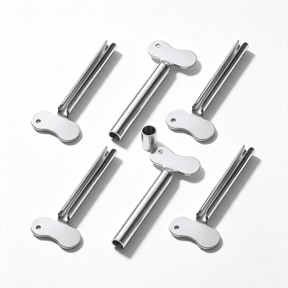 KASIU 6 Pcs Metal Tube Key,Practical Tube Key Squeezer,Rolling Toothpaste Keys for Toothpaste,Cosmetic Cream and Hair Dye Tube Key (Silver)