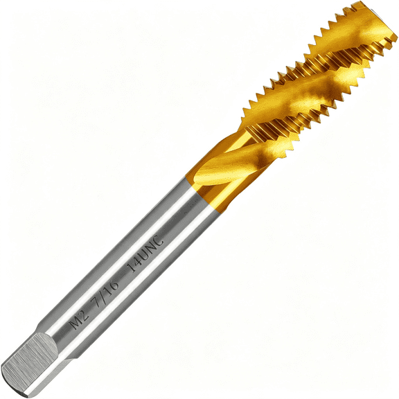 KASIU 7/16"-14 Unc Spiral Flute Metric Thread Tap,Thread Milling Tap for Metal|7/16"-14 Unc M2 Hss Right Hand Threading Tap for Stainless Steel,Aluminum,Copper