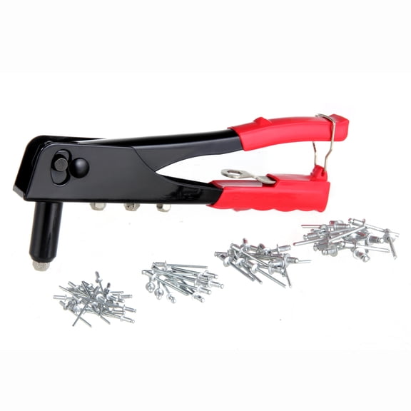 KASIU 9.5 Inch Rivet Tool with 40 Assorted Rivets Black and Red Rivet Nut Tool Kit