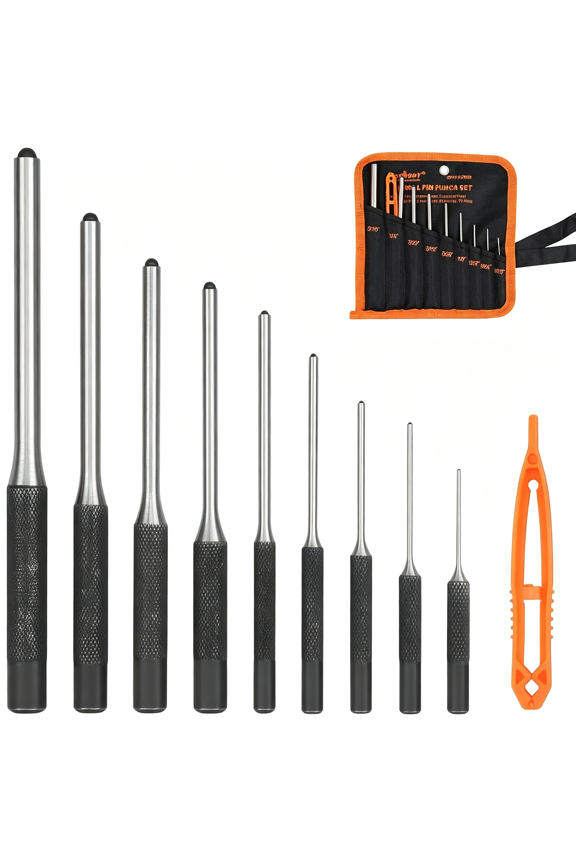 9 Pieces Roll Pin Punch Set, Removing Repair Tool with Holder for Automotive, Watch Repair, Jewelry and Craft Punch Set