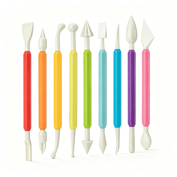 KASIU 9Pcs Air Dry Clay Tools for Kids, Double-Ended Modeling Clay Tools, Polymer Tools Kit for Diy Moulding Project, Pottery Wheel, Crafting Supplies, Pros, Beginners, Adults