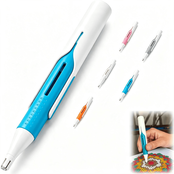 KASIU Automatic Diamond Painting Bead Dispenser (Blue) | Wax-Free Reloadable Applicator Feeds and Places Round Drills Smoothly for Neat, Convenient Diamond Painting.