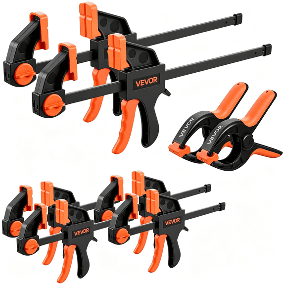 KASIU Bar Clamps for Woodworking,8-Pack,6" and 12",With Spring Clamps,One-Handed Clamp/Spreader,154 Lbs Load Limit,Quick Release,Self-Locking Design,For Wood Working and Metal Working