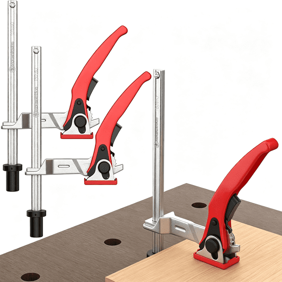 KASIU Bench Dog Clamp,3/4" Dog Holes Workbench Clamp | Adjustable Mft Table Hold Down Quick Fixed Clip,Workbench Accessories for Wood Carving Routing Sanding,2 Pack