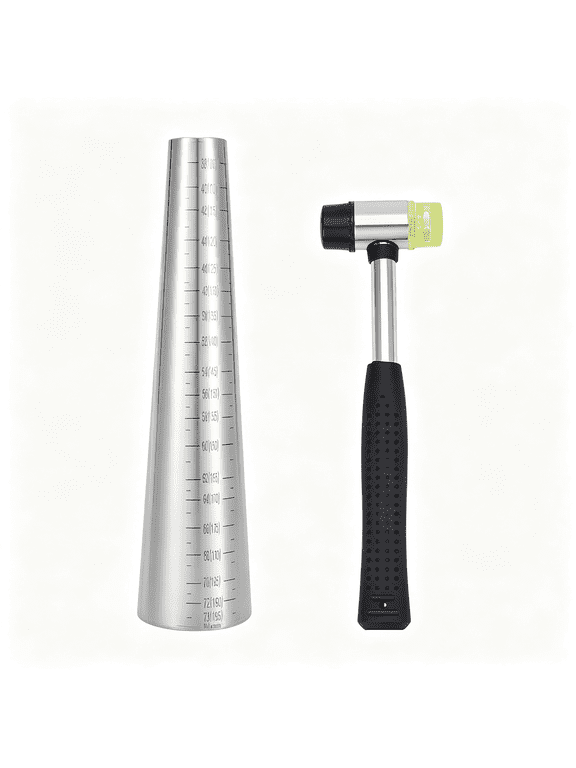 Bracelet Mandrel Sizer Set,Including Iron Hammer,Stainless Steel Round Bracelet Mandrel with Graduated,Adjust Bracelet Making Jewelry Making Tool for Jewelry Makers Diy