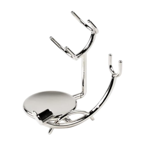 KASIU Chrome Razor and Shaving Brush Stand-Holds Straight Edge Razors,Double Edge Safety Razors,Cartridge Razors&Shave Brush Chrome Razor and Shaving Brush Stand Safety Razor Stand