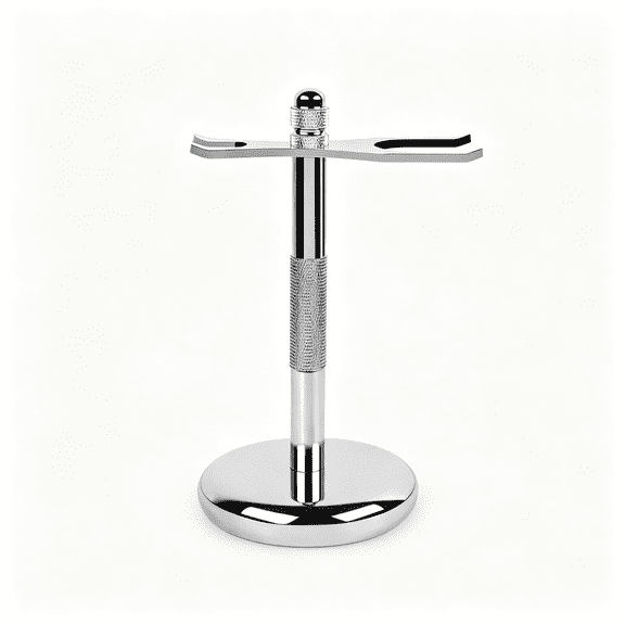 KASIU Deluxe Chrome Razor and Brush Stand Holder,Prolong the Life of Your Shaving Brush,2 Prongs Prolong the Life of Your Shaving Brush Razor and Brush Stand