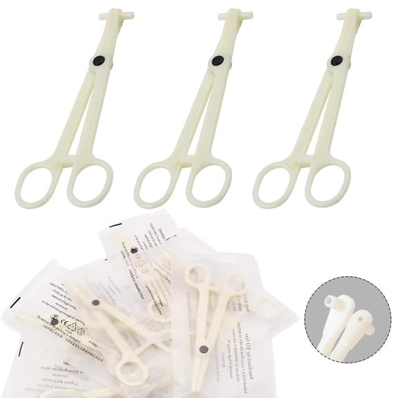 KASIU Disposable Septum Piercing Clamps 10 Pack | Narrow Tip Self-Locking Forceps for Nostril & Septum Piercing Plastic Tool Precise Disposable Piercing Clamps
