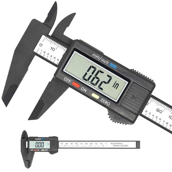 KASIU Electronic Digital Caliper,Plastic Vernier Caliper,Caliper Measuring Tool with "/Millimeter Conversion,Extra Large Lcd Screen,0-6 "/0-150 Mm,Auto Off Featured Micrometer Ruler