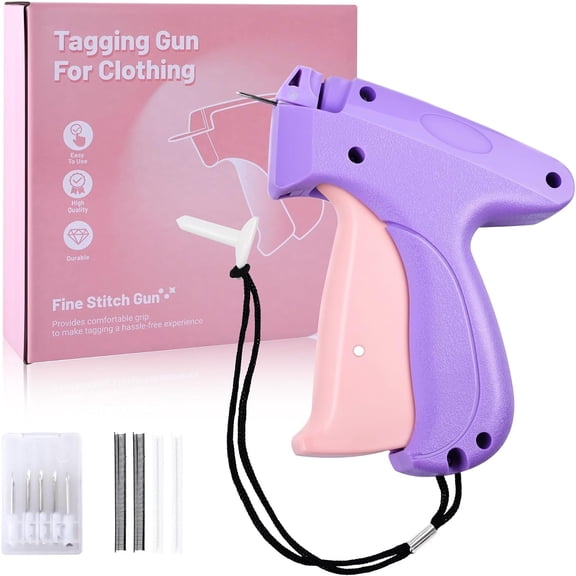 KASIU Fine Stitch Mini Stitch Gun for Clothes Quick Clothing Fixer Hemming Sewing Tool Kit with 5 Needles, 1000 Black &Amp; 1000 White 5Mm Mini Fasteners Micro Tagging Stitch Tool for Clothing