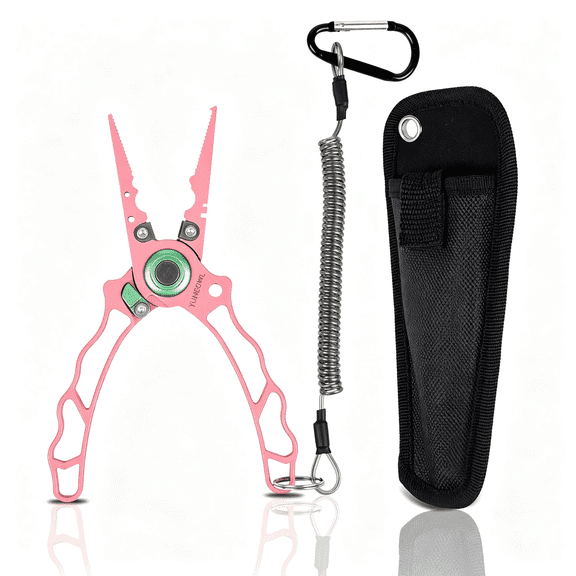 KASIU Fishing Pliers with Innovative Ergonomical Handle,Corrosion Saltwater Resistant,Fishing Multitool Hook Remover Braided Fishing Line Cutting,Split Ring with Coiled Lanyard and Sheath
