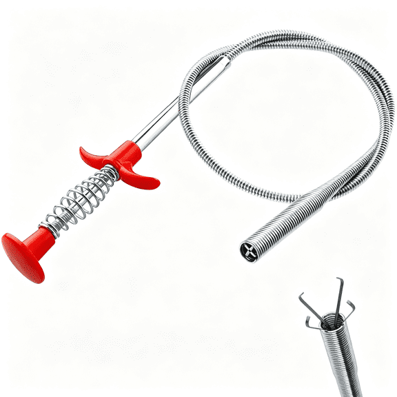 KASIU Flexible Drain Clog Remover Tool, Extra Long Plumbing Snake Hair Catcher with 4-Prong Grabber Claw, Heavy-Duty Spring Reacher for Kitchen Sink, Bathroom Tub, Sewer & Dropped Items (24 Inch)