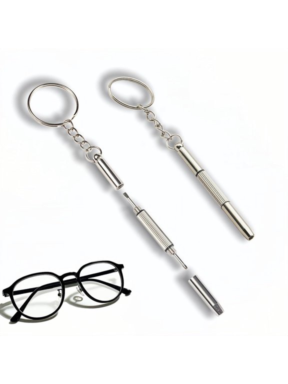Glasses Repair Kit,2-Pack 3-In-1 Precision Screwdriver Set with Keychain,Mini Stainless Steel Tool for Eyeglasses Sunglasses Phone Watch Laptop Jewelry