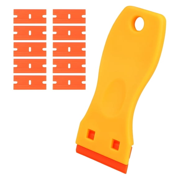 KASIU Hair Extension Tape Remover Scraper Tool&Replacement Blades|With 10 Plastic Razor Blades,Easy&Safe Removal,Scraper for Wigs&Hairpiece Adhesives Remove,Ergonomic Handle Design