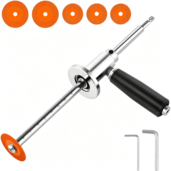 KASIU Inside Pipe Cutter for Pvc Pipe with 5 Diamond Wheels,Internal Pipe Cutter|1/4" Hex Shank Inside Pipe Cutter,Inside Pvc Pipe Cutter with 7" Depth Gauge&Handle for 1.5" to 4" Plastic Pipes