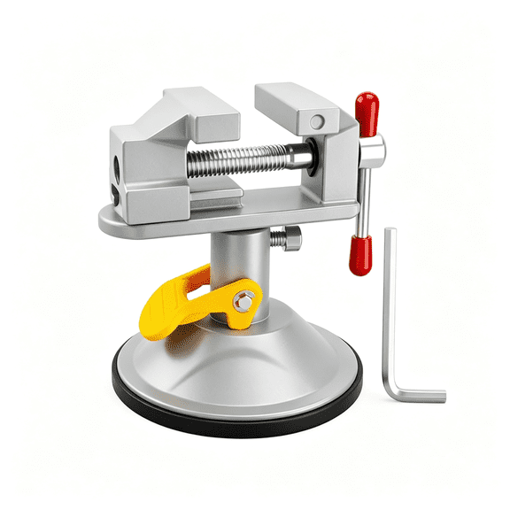 KASIU Mini Bench Vise,360 Swivel Suction Base,Portable Workbench Clamp|Adjustable Table Vise;For Jewelry Making,Soldering,Watch Repairing and Diy Wood Crafting;Hardened Steel