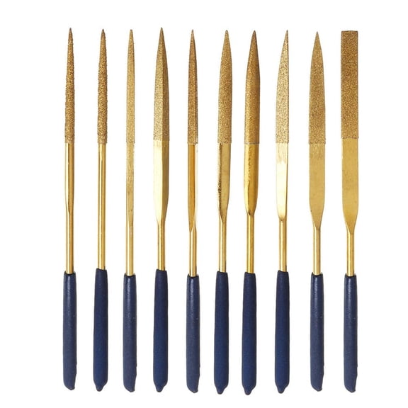 KASIU Mini Diamond File Set,Titanium Coated,3X140Mm for Metal Polishing | Multi-Shape Build,Anti-Slip & Steel Body,Diamond Grit,For Sharpening & Jewelry Work,Jewelers