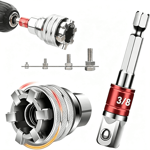 KASIU Multi-Function Universal Socket Wrench Tool - 10Mm-19Mm Adjustable Multi-Function Socket for 3/8" Drive Ratchet, Torque Wrench and Power Drill, Universal Socket Tool with Power Drill Adapter