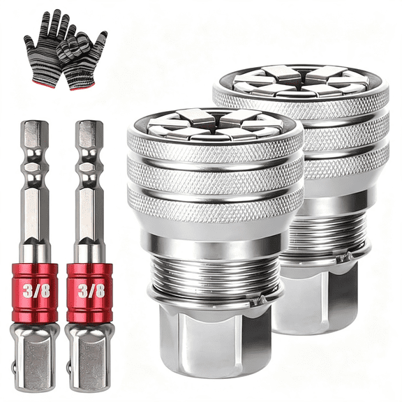 KASIU Multi-Function Universal Socket Wrench Tool,3/8-3/4 Adjustable Universal Socket,Self-Adjusting Ratchet Adapter for Home Diy,Auto Repair,Maintenance (2Sets)