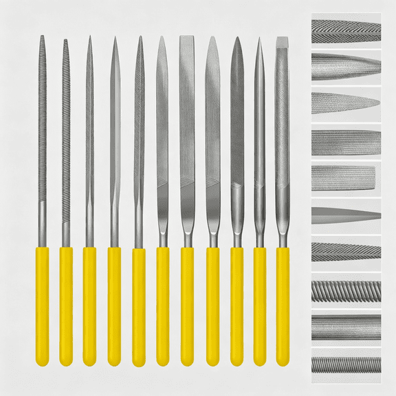 KASIU Needle File Set, 10 Pieces Hand Metal Files, Hardened Alloy Strength Steel Set Includes Flat, Round, Half-Round Barrette File | Hardened Alloy Strength Steel Set Includes Flat