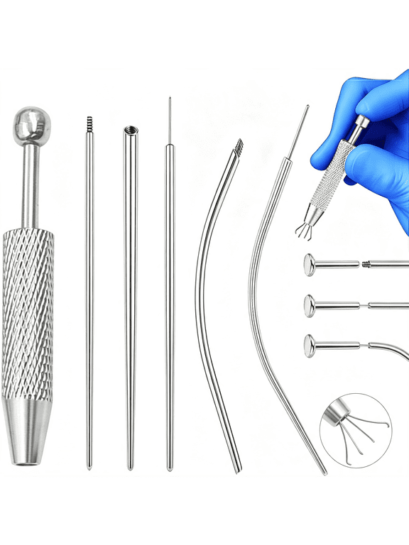 Piercing Taper Ball Grabber Tool for Changing Jewelry - 14G 16G 18G 20G Stainless Steel Flat Back Earrings Applicator Tool Threadless Insertion Pin Thread Body Piercing Kit for Ear Nose Lip