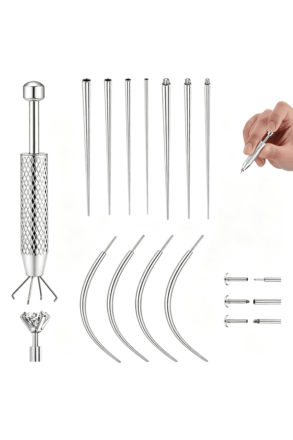 Piercing Taper Ball Grabber Tool Changing Jewelry 316L Stainless Steel Flat Back Earrings Piercing Threader Assistant Applicator Tool Threadless Insertion Pin Thread Body Piercing