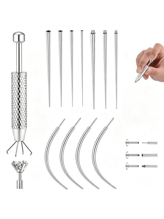 Piercing Taper Ball Grabber Tool Changing Jewelry 316L Stainless Steel Flat Back Earrings Piercing Threader Assistant Applicator Tool Threadless Insertion Pin Thread Body Piercing