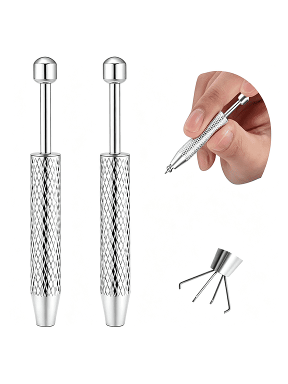 Professional Body Jewelry Insertion Taper Tool-14G 16G 18G 20G Stainless Steel Flat Back Earrings Applicator,Threadless Insertion Pin&Threaded Ball Grabber Kit for Ear,Nose,Lip Piercing