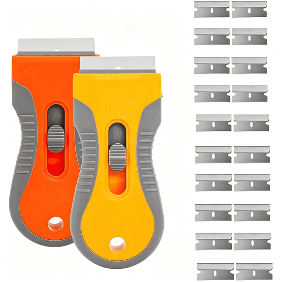 Single Razorblade Scraper KASIU Retractable Razor Blade Scraper Tool, 2 Pack with 20 Extra ...