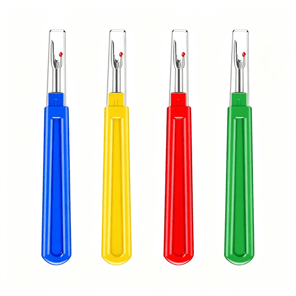 KASIU Seam Ripper 4Pcs Stitch Remover Big Stitch Ripper Thread Ripping Tool Tag Remover for Clothes Crafting Sewing,Durable Seam Rippers for Sewing (4 Colors)