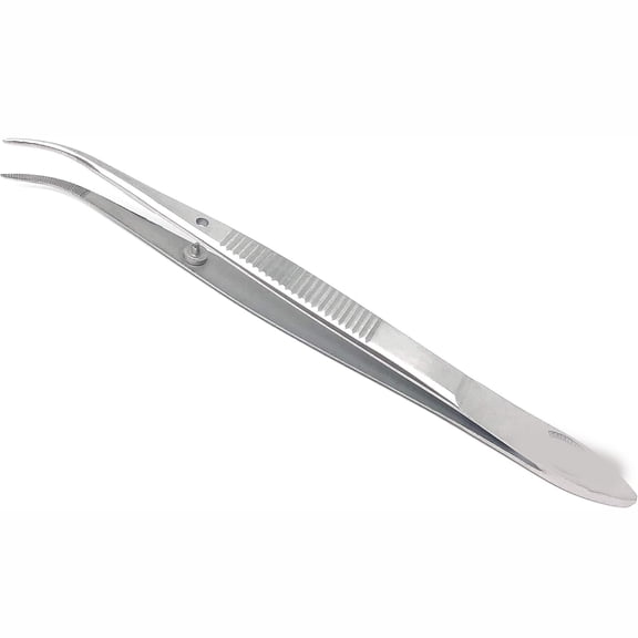 KASIU Stainless Steel General Purpose Lab Twezers Forceps with Curved Point Tips Grip Tweezers First Aid (4.5 In.)