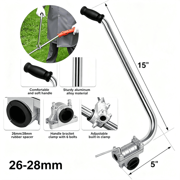 KASIU String Trimmer Handle,Ergonomic Trimmer Handle with Bracket Clip Weed Wacker Handle Extension,Trimmer Handle for Landscaping&Landscapingc,Ergonomic Trimmer Handle Weed Eater Handle Extension