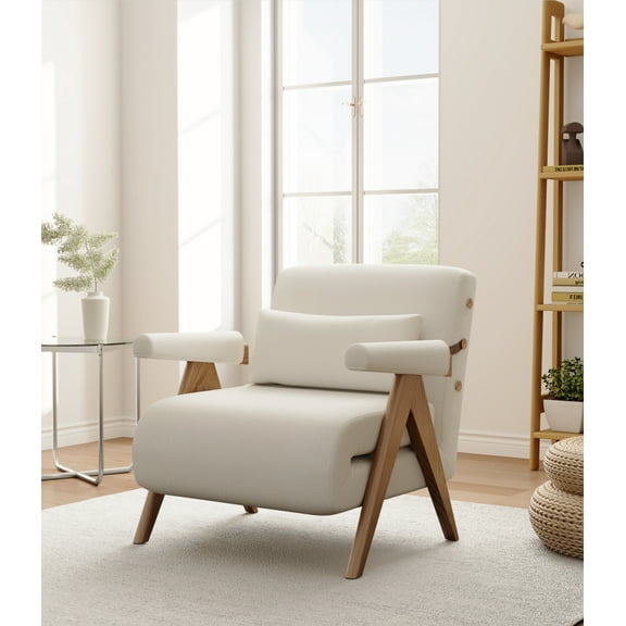 KASLANDI 3-in-1 Convertible Sleeper Chair, Single Sofa Bed with Adjustable Backrest, Foldable Pull-Out Couch, Lounge Sleeper for Living Room (White, 31"W)