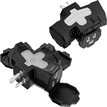 KASONIC Multi Plug Outlet Extender, 3 Sided Power Splitter with Safety Cover, 3 Way Outlet Wall Adapter, Indoor/Ourdoor, 1875W/15Amps, 2 Packs