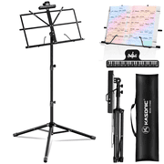KASONIC Sheet Music Stand, Tabletop Music Book Stand with Clip Holder & Carrying Case for Guitar, Ukulele, Violin Players, Black