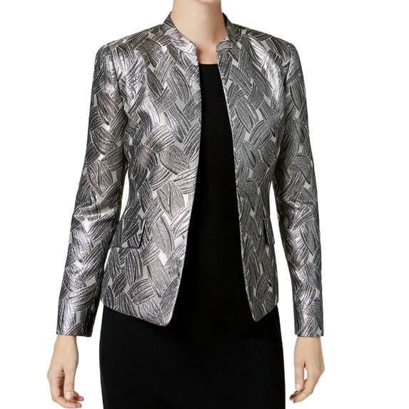KASPER $129 Womens New 1122 Gold Metallic Jacquard Jacket 12 B+B
