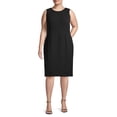 thumbnail image 1 of KASPER Womens Black Stretch Zippered Slitted Lined Sleeveless Jewel Neck Knee Length Wear To Work Sheath Dress Plus 16W, 1 of 2