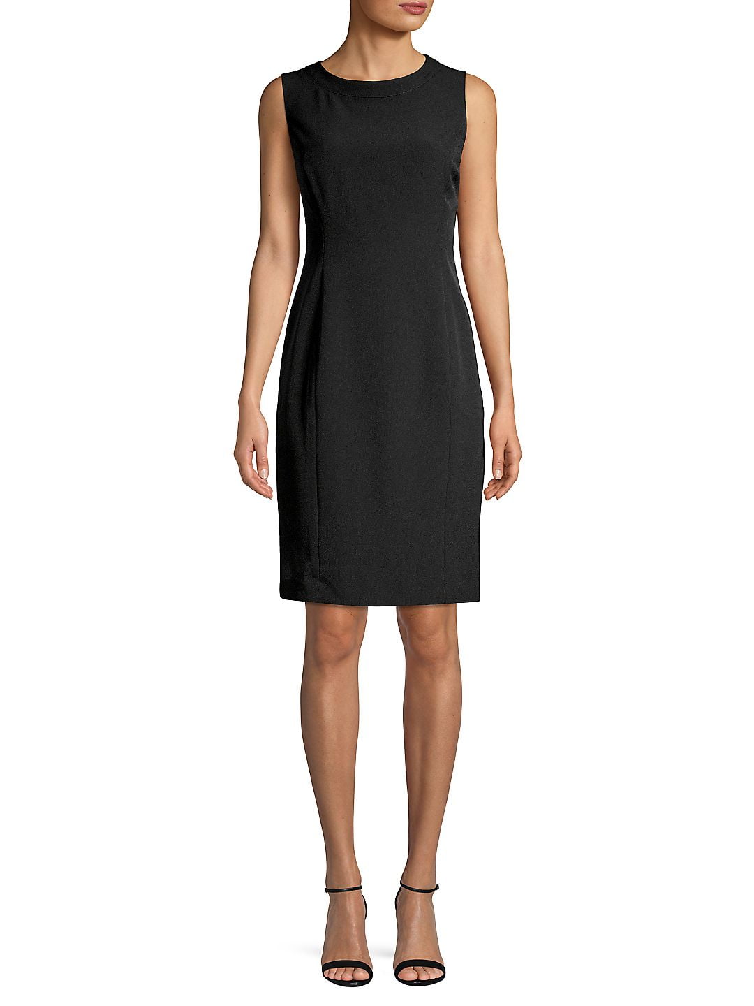KASPER Womens Black Stretch Zippered Slitted Sleeveless Crew Neck Above The Knee Wear To Work Sheath Dress 14 Walmart