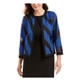 thumbnail image 1 of KASPER Womens Blue Mixed Texture Color Block Jacket Size: 4, 1 of 4