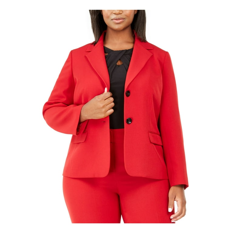 KASPER Womens Red Buttoned Blazer Jacket Plus Size: 14W 