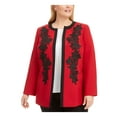thumbnail image 1 of KASPER Womens Red Embroidered Flower Desine On Front Suit Jacket Size: 22W Plus, 1 of 4