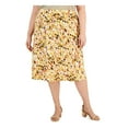 thumbnail image 1 of KASPER Womens Yellow Printed Midi A-Line Skirt Plus 1X, 1 of 4