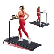 KASSADIN Incline Under Desk Walking Pad Treadmill with Handle Bar, 3.0HP 0.6-7.6MPH Portable Electric Running Machine for Home Office, 350LBS Capacity LED Display