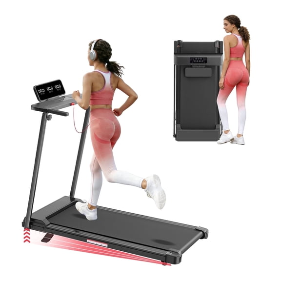 KASSADIN Portable Treadmill for Home Exercising, 3.5HP Walking Pad Treadmill with Handle Bar, 0.6-10MPH Foldable Electric Treadmills for Home Small with 12 Preset Progarms, 400LBS