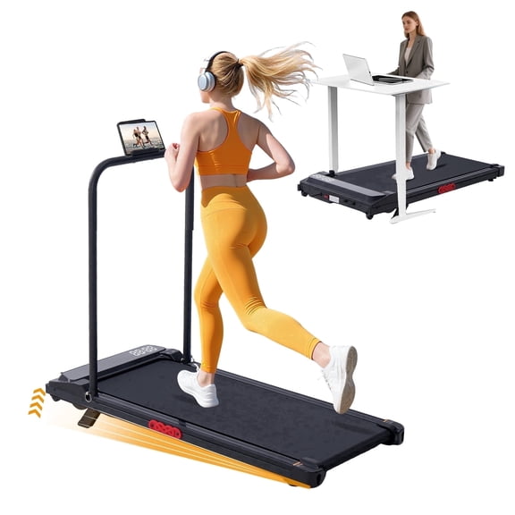 KASSADIN Walking Pad Treadmill with Incline, 0.6-7.6MPH Under Desk Treadmill with Handles, 3.0HP Portable Treadmills for Home, Mini Treadmill with LED Display, 350LBS Capacity