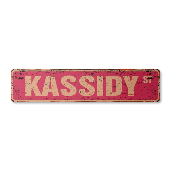 KASSIDY Vintage Plastic Street Sign Childrens Name Room Sign | Indoor/Outdoor | 18" Wide