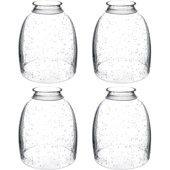 KASTLITE Clear Seeded Glass Ceiling Light Bulb Cover Set - Bubble Textured Chandelier Pendant Wall Sconce & Bathroom Vanity Lamp Fixture Shades - Ceiling Fan Light Covers - 2.22" Fitter, 5.47"x4.76"