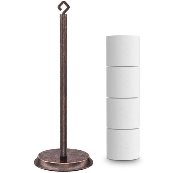 KASUNTO Freestanding Metal Toilet Paper Holder with Anti-Rust Treatment and Hook (Oil Rubbed Bronze)