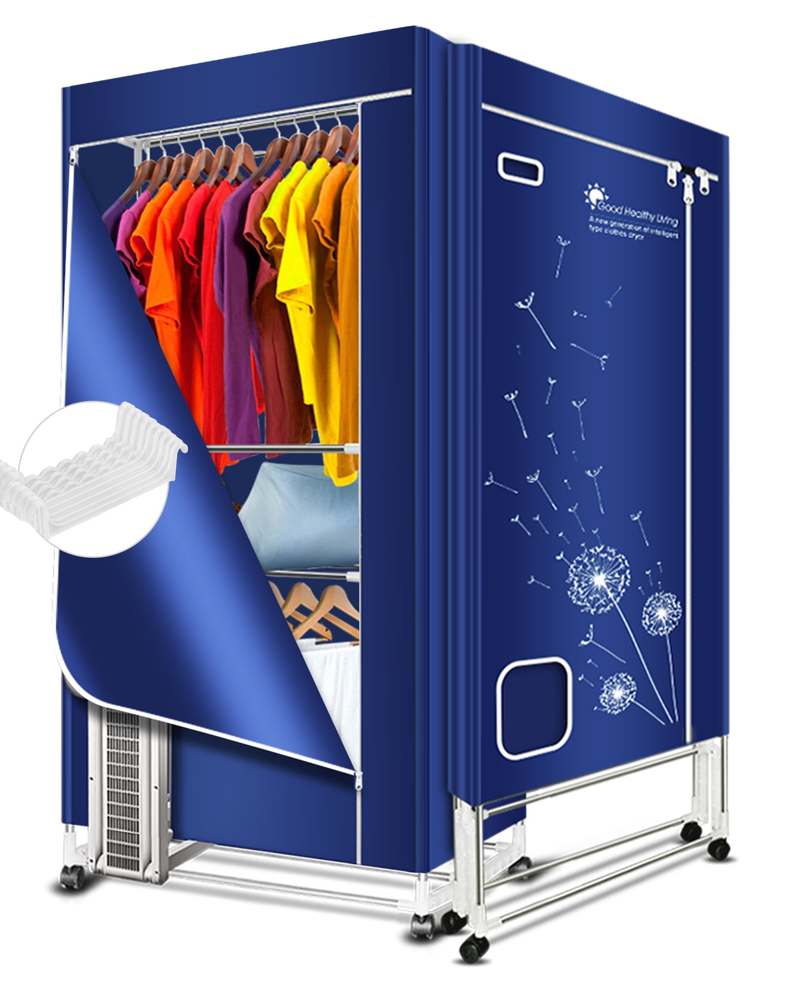 KASYDoFF Portable Clothes Dryer, 1600W-110V Clothes Dryer, 67Inch -3 Tier Foldable Clothes Dryers Rack, Energy Saving Portable Dryer for Apartment, Indoor, Travel, RV,Blue