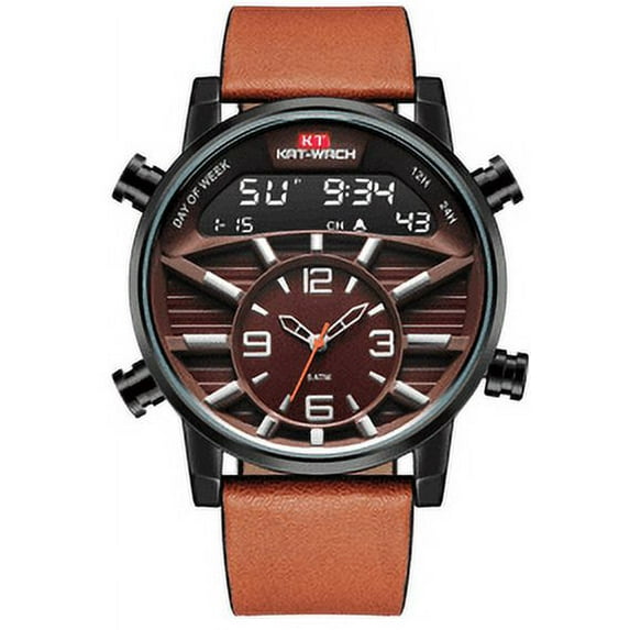 KAT Watch Men's Military Watch Outdoor Sports Electronic Watch Tactical Military Watch LED Stop Watch Waterproof Digital Analog Belt Watch